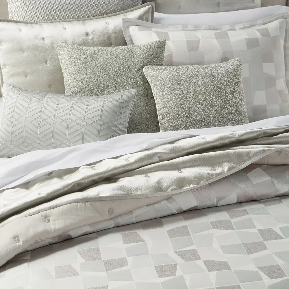 Hudson Park Light Gray Collection Facets Luxury Bedding Duvet Cover King Size